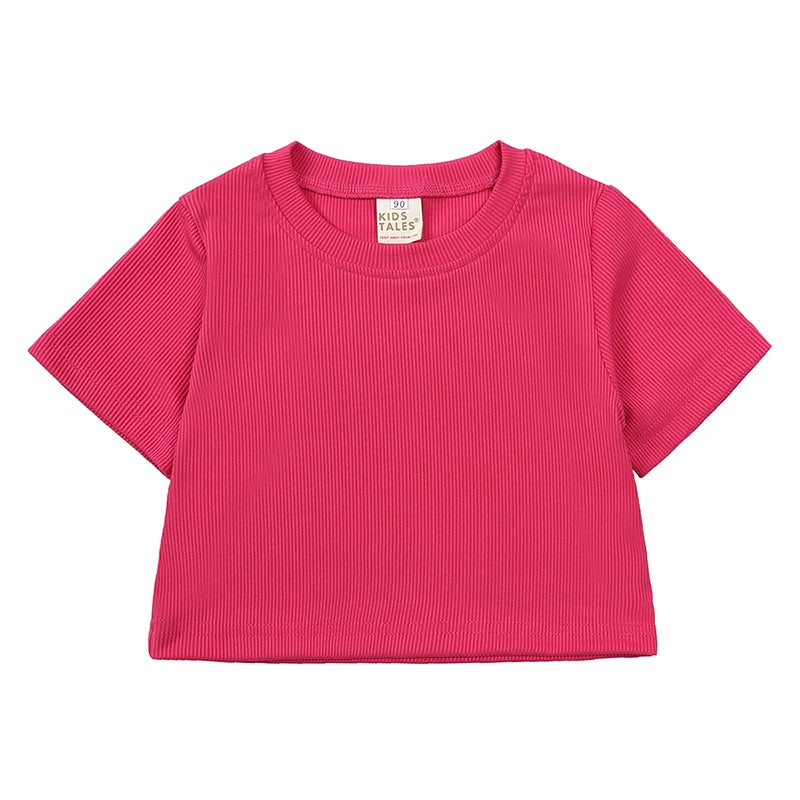 2025 Summer Girls Bell Bottom Outfits 2pcs Solid Cotton T-shirt Pants Suit For Children Teenage Girls Fashion Tracksuit Clothes