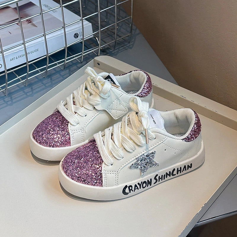 Kids' Spring/Fall Sports Shoes – Soft-Soled Leather Casual Sneakers for Boys and Girls, Classic White Board Shoe Style