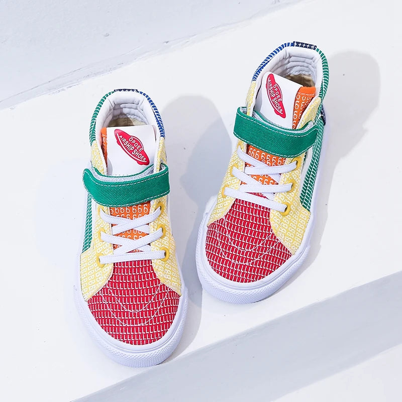 2207 Spring and Autumn Colored Breathable Children's Canvas Shoes Fashion Versatile Board Shoes Korean Edition Children's Shoes