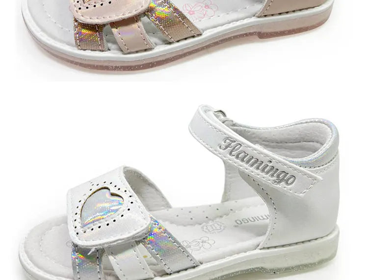 FLAMINGO Summer kinder sandalen Hook& Loop Flat Arched Design Chlid Casual Princess Shoes Size 26-31 For Girls 221S-Z6-2763