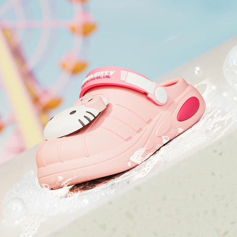 New Sanrio Hello Kitty Hole Sandals Slippers Kt Cat Sandals Kawaii Eva Anime Home Beach Shoes Summer Slippers Adult Kids Gifts