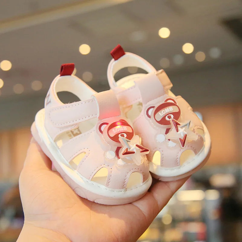 Baby walking shoes summer new for boys flash light shoe soft soled non slip sandals for girl cute and sound making boys' shoes