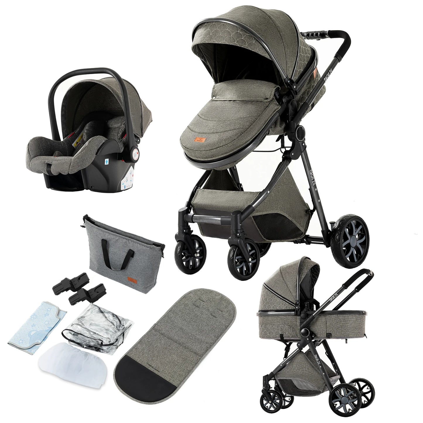 Baby Stroller 3 in 1 Four-wheel stroller Newborn Baby Car Portable Multifunctional Foldable Babies Carriage Cart Pram Mother-kid