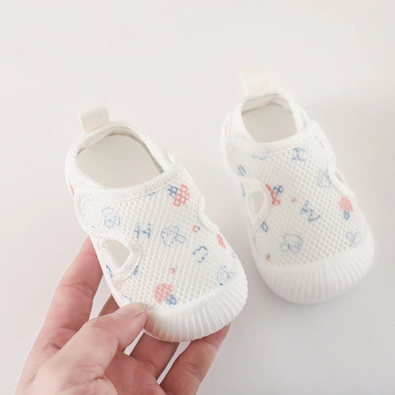 Baby Shoes Anti-slip Breathable Infant Crib Floor Socks with Rubber Sole for Children Girls Boys Mesh Shoes Soft Bottom Slippers