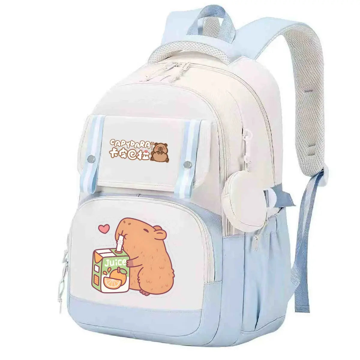 Capybara Print Backpack Girls Boys Cute Cartoon Outdoor Travel Bagpack Large Capacity Capybara Birthday Gifts Teeneger Schoolbag