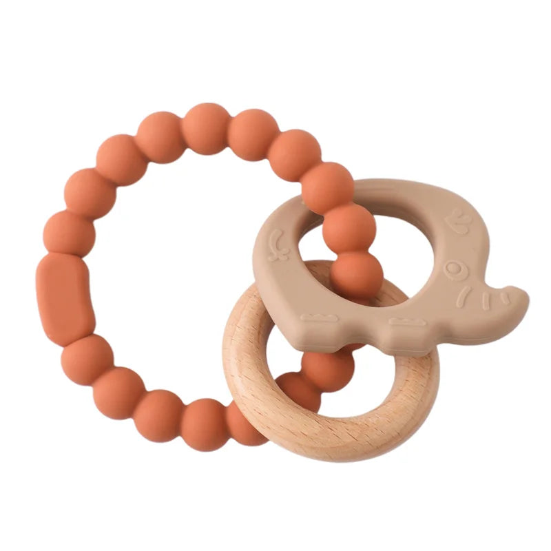 1Pcs Baby Silicone Teether Ring BPA Free Rattles Bracelet Food Grade Newborn Cute Octopus Shaped Health Care Teething Ring Toys