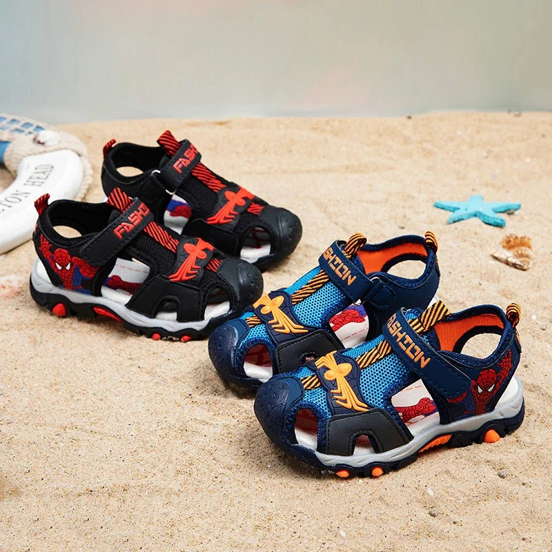 Summer Kids' Sports Sandals – Breathable Hollow-Out Design, Non-Slip Soft Soles for Boys and Girls in Black, Red, Gray, and Blue