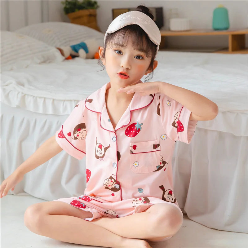 Summer Kids' Pajama Set – Soft Cotton Dinosaur Print Sleepwear for Boys and Girls, Comfortable Homewear for Toddlers and Children