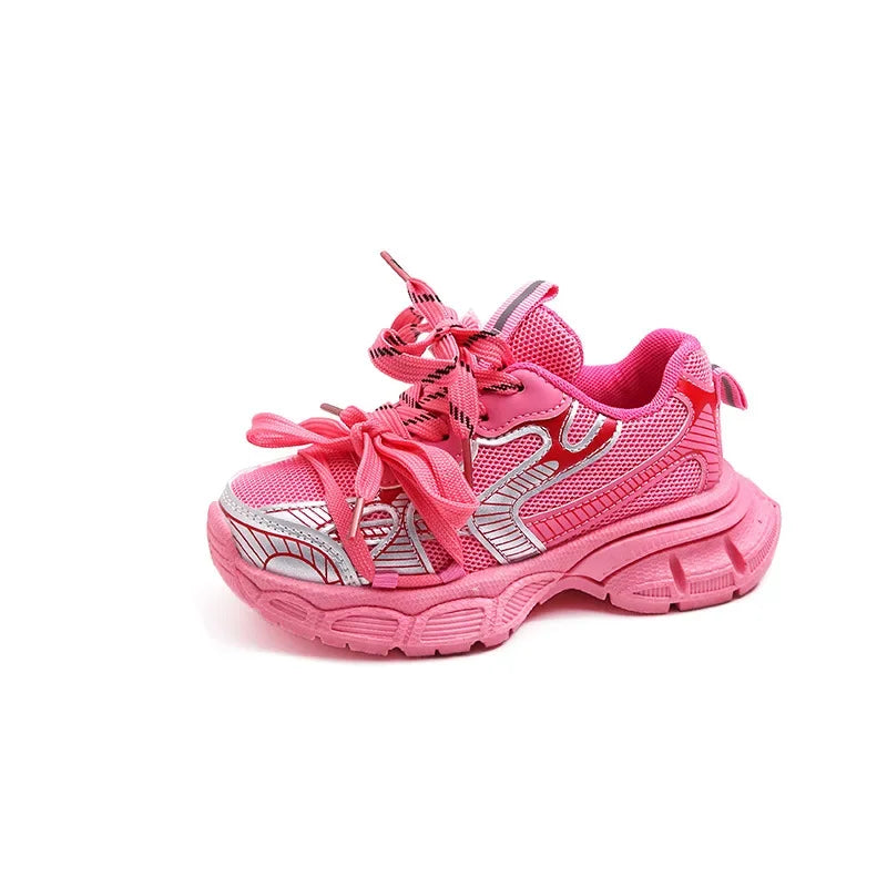 Children's Sneakers Boy Spring Autumn Mesh Girls School Causal Basketball Shoes Fashion Kids Chunky Running Sports Shoes Soft