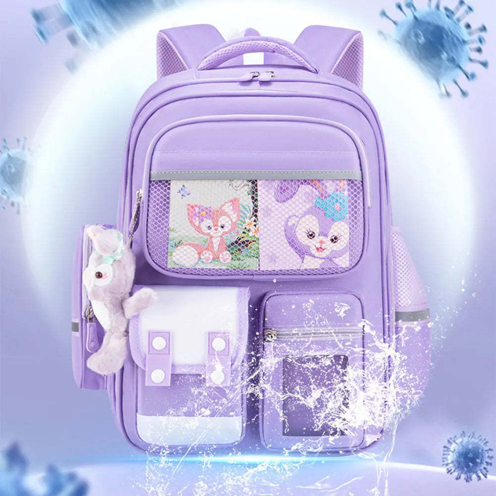 Lightweight Waterproof Backpack for Primary School Students (Grades 1–6) – Spine Protection and Load-Reduction Double Shoulder Bag