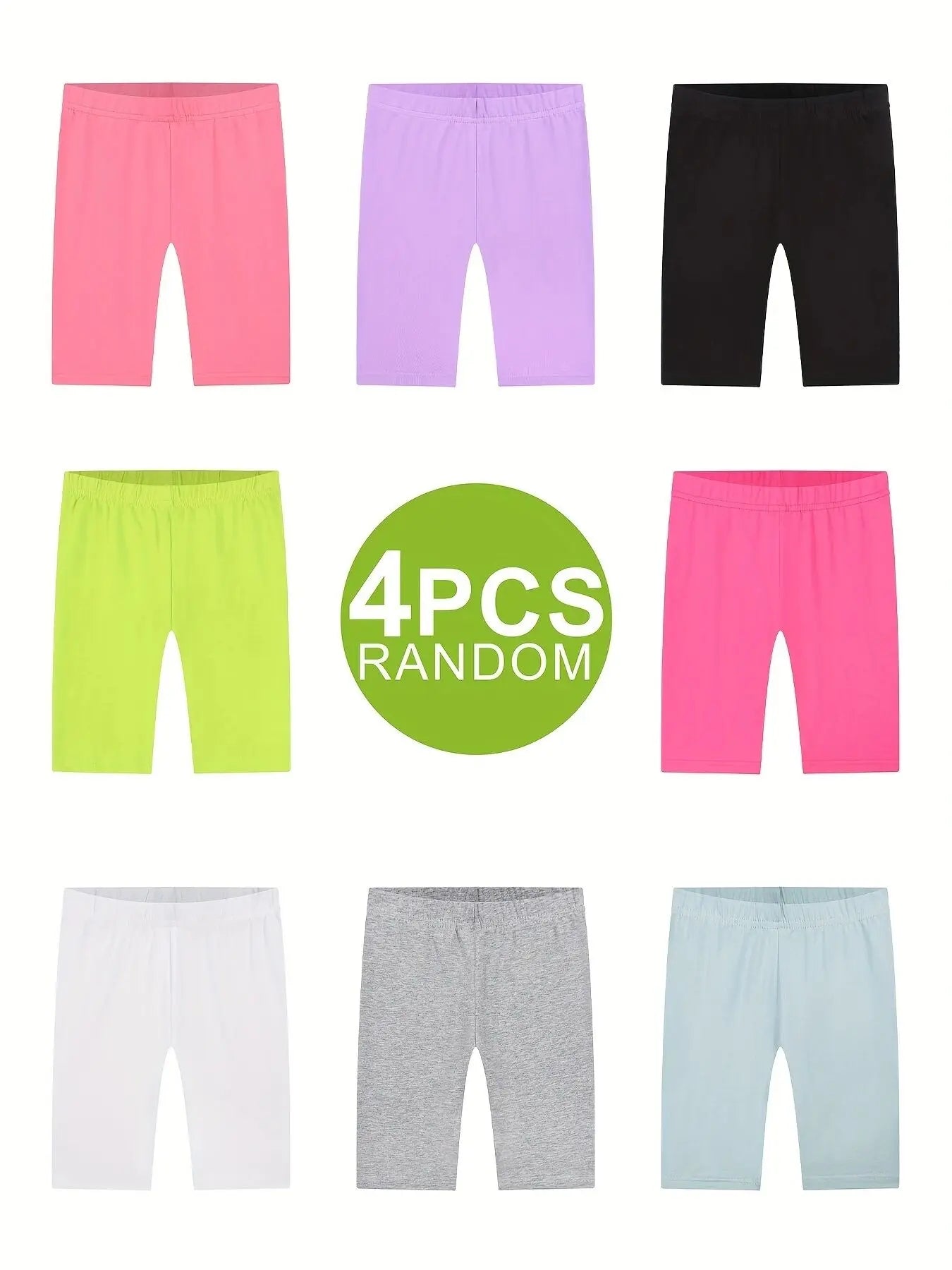 4pcs Comfy 95% Cotton Solid Short Leggings Set Slim Shorts For Girls Summer (random Color) |