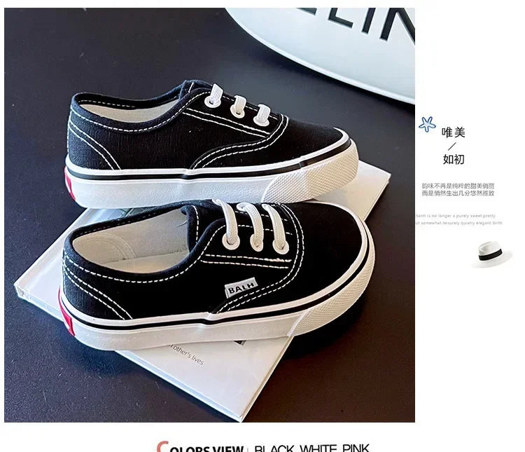 Children's Slip-On Canvas Shoes – Breathable, Solid Color Casual Footwear with Thick Soft Sole and Flat Bottom for Outdoor Wear