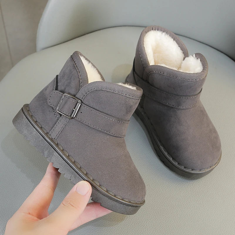 Unisex Kids Thermal Boots Classic Casual Buckle Non-slip Children Fashion Simple Non-slip Girls Boys Snow Boots Cotton Winter