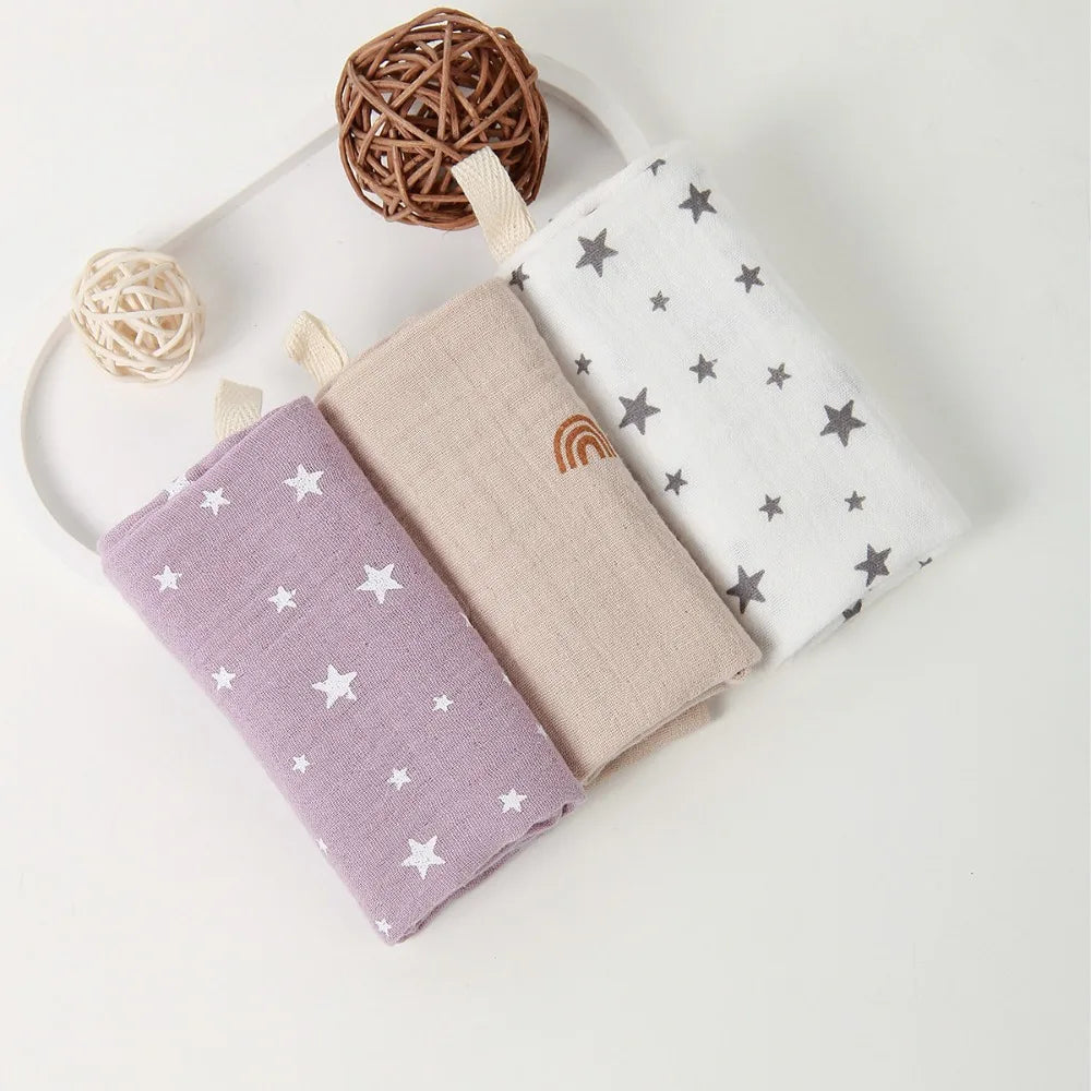 3/5Pcs 6-Layer Pure Cotton Baby Cotton Washcloth Soft Gauze Cotton Newborn Burp Cloth Absorbent Baby Towels Square Towels