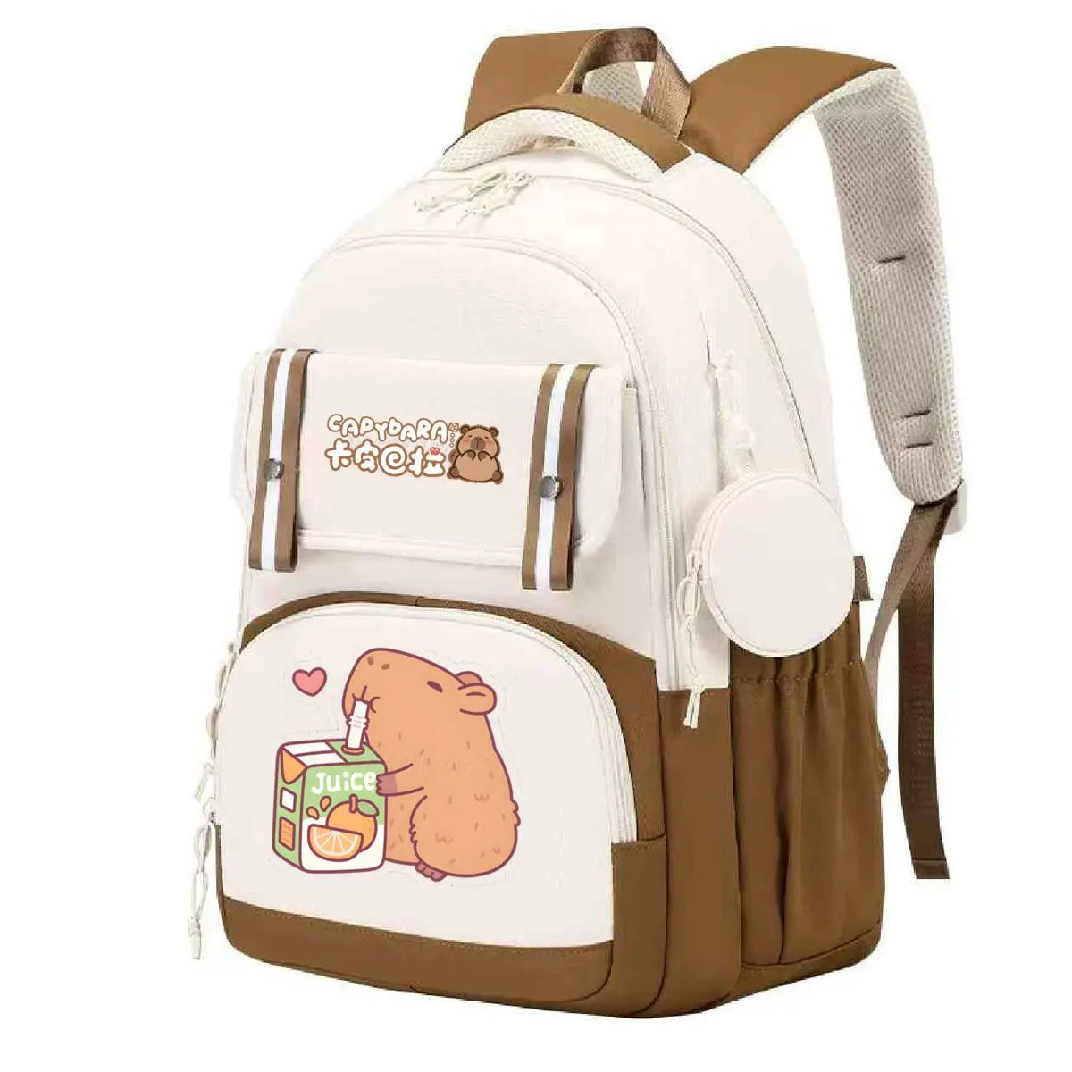 Capybara Print Backpack Girls Boys Cute Cartoon Outdoor Travel Bagpack Large Capacity Capybara Birthday Gifts Teeneger Schoolbag