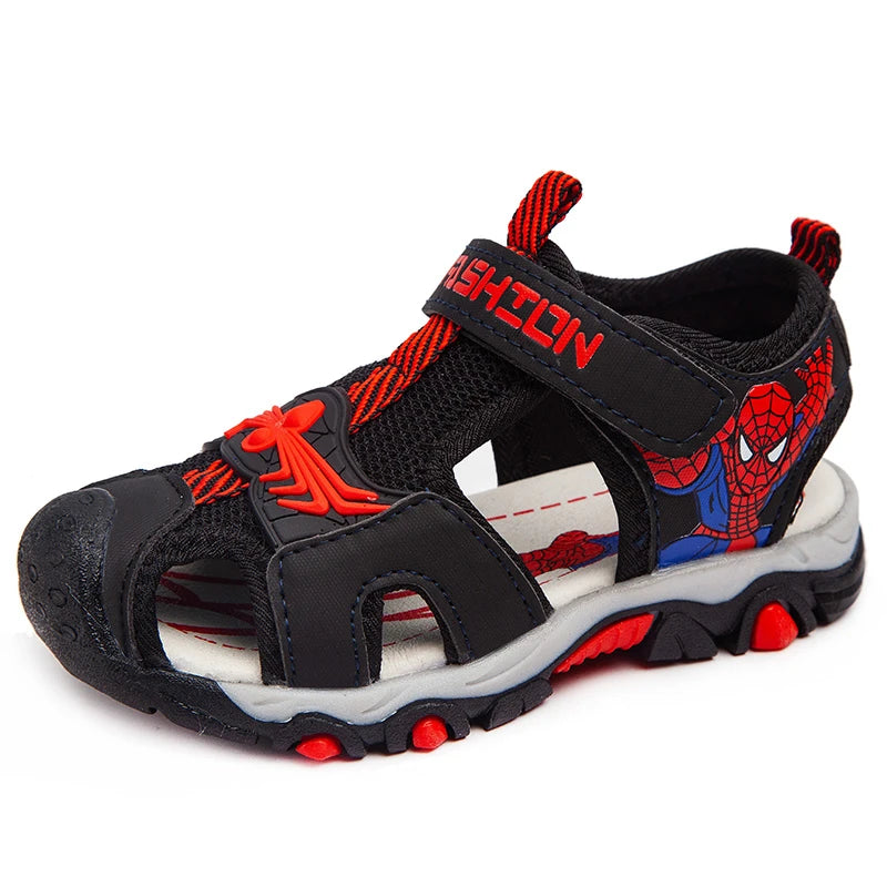 Summer Kids' Sports Sandals – Breathable Hollow-Out Design, Non-Slip Soft Soles for Boys and Girls in Black, Red, Gray, and Blue
