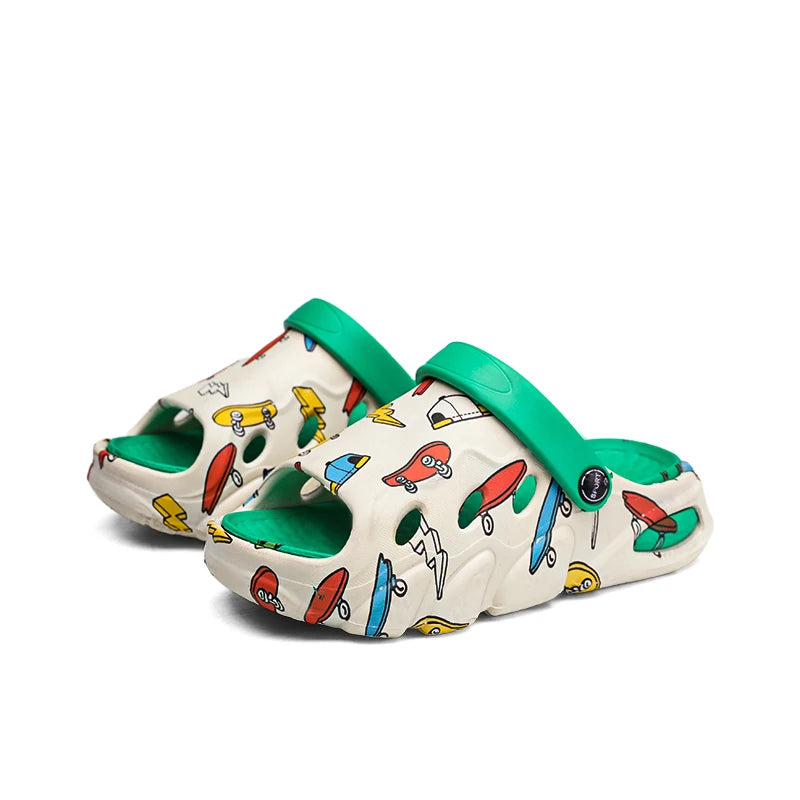 Children's slippers printed non-slip soft sole home indoor and outdoor graffiti boys and girls treasure stepping on poo sandals