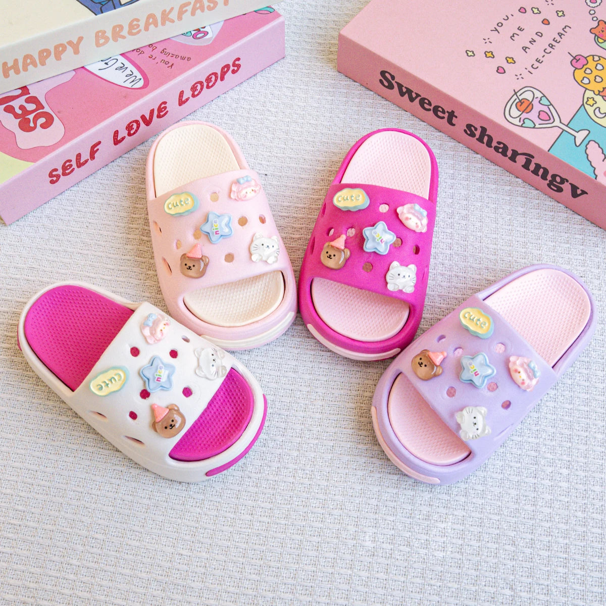 New Popular Cartoon Rainbow Girl Versatile Girls Eva Slippers Fashionable Double Soft-Soled Non-Slip Sandals 831
