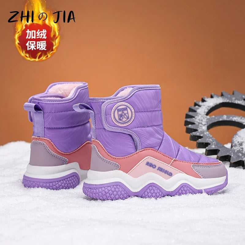 Children's Winter Plush Snow Boots Outdoor Cold Resistant Warm High top Boots Boys Girls Anti slip and Wear Resistant Sneaker