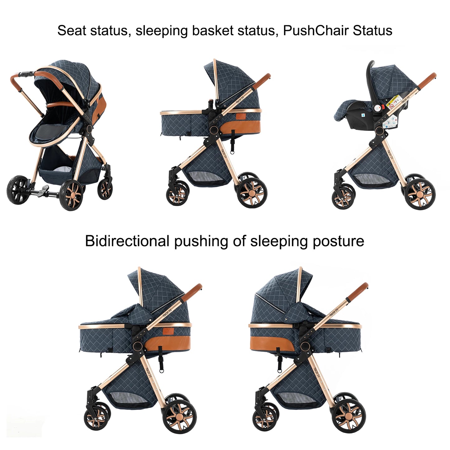 3 In 1 Baby Cart Baby Stroller Baby Carriage Kid Infant Baby Accessories Portable Newborn Travel Children light Mother-Kids