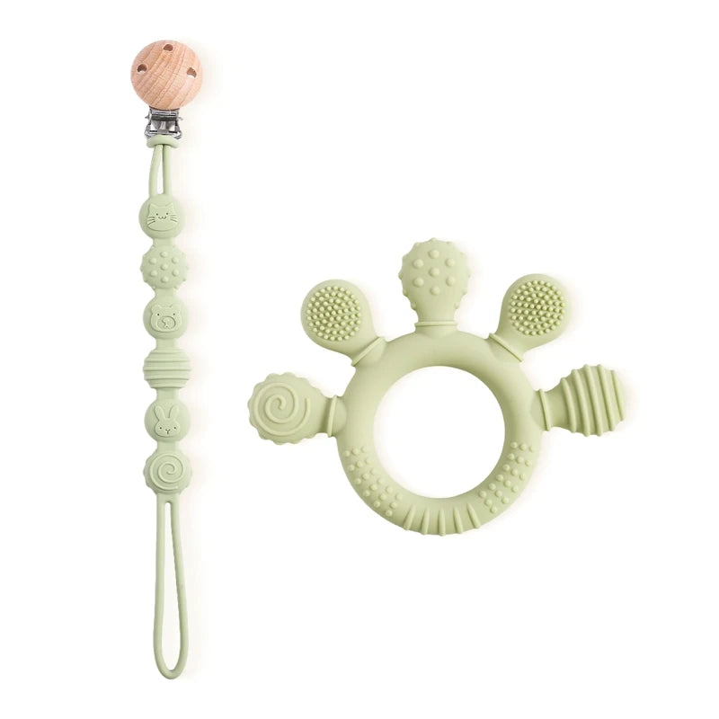 Finger Teether Silicone Pacifier Chain Baby Teether No BPA Teething Ring Gum Baby Care Equipment Silicone Baby Care Utensils