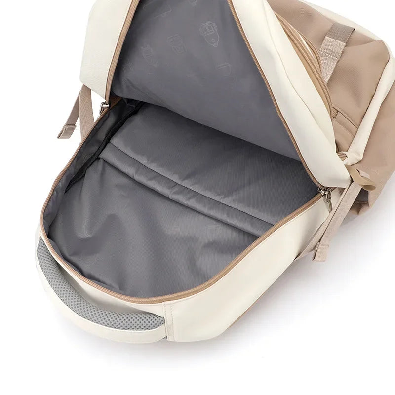 Macaron Color-Block Girls' School Backpack – Premium Large-Capacity Bag with Rainbow Zipper for Kids and Teen Students