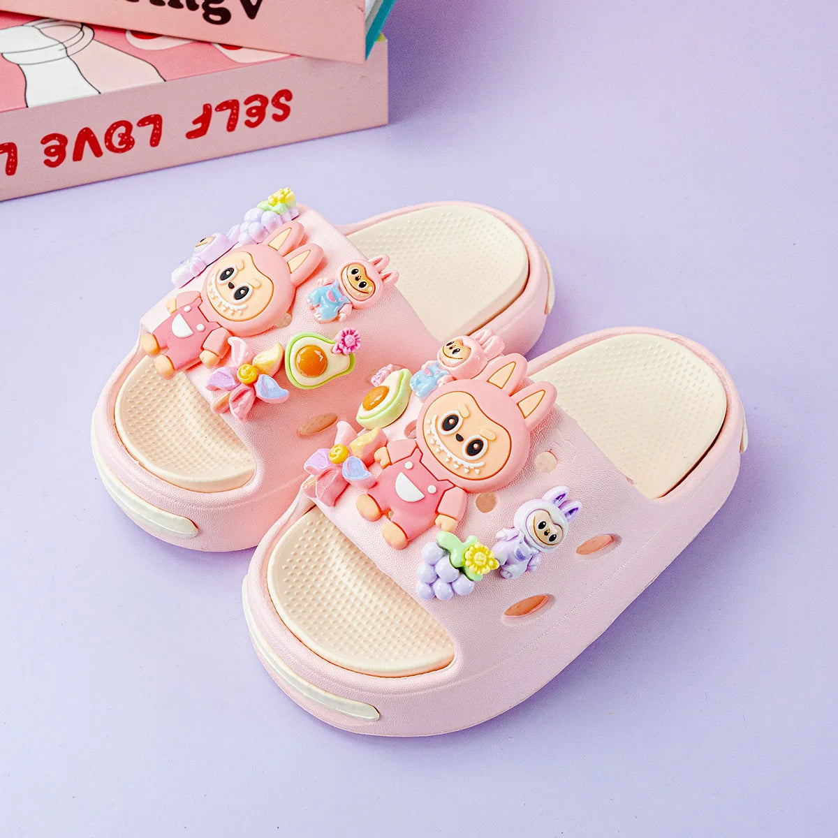 New Popular Cartoon Pink Versatile Eva Slippers for Boys and Girls, Fashionable Double Soft-Soled Non-Slip Sandals 831