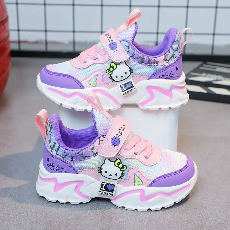 Hello Kitty Girls' sneakers cartoon anime casual shoes children's outdoor sports shoes  lightweight and soft soled for girls