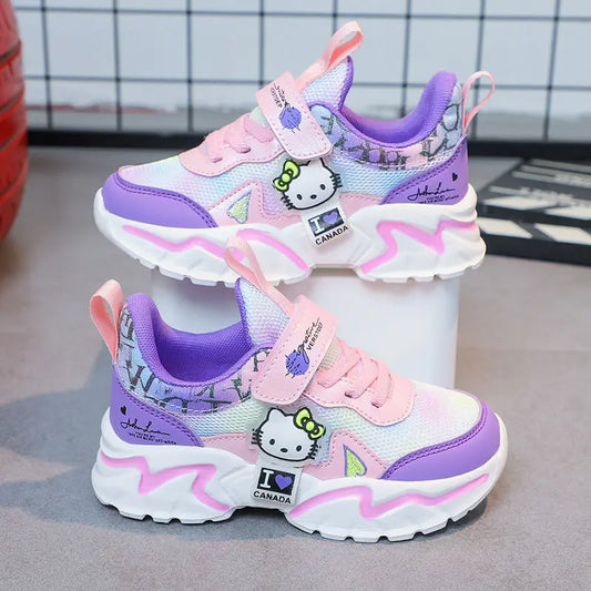 Hello Kitty Girls' sneakers cartoon anime casual shoes children's outdoor sports shoes  lightweight and soft soled for girls