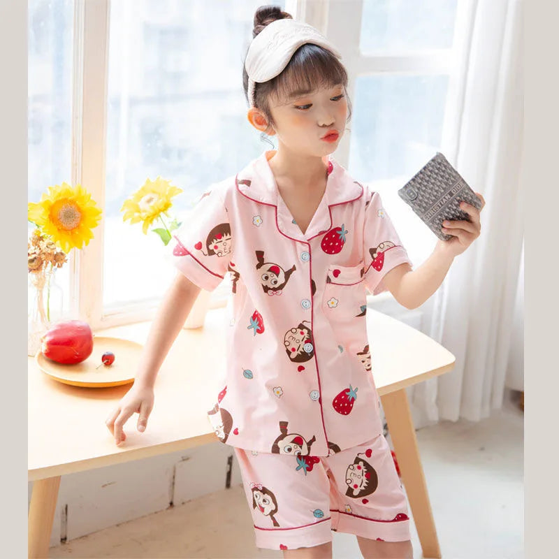 Summer Children's Pajama Set – Soft Cotton Sleepwear with Dinosaur Print for Boys and Girls, Comfortable Home Nightwear for Kids and Toddlers