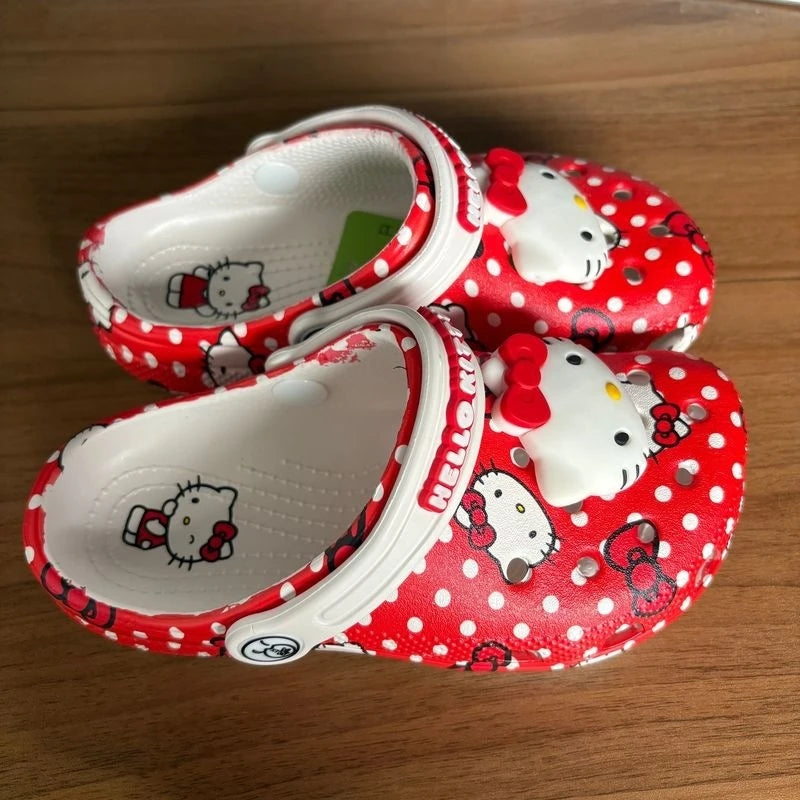 2025 KT Cat Cartoon Children'S Hole Shoes For Boys And Girls Beach Toe Caps Slippers Big Children'S Summer Fashion Sandals Gift