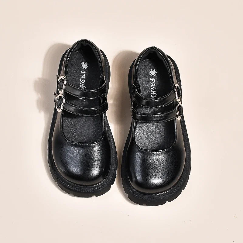 Girls' Leather Mary Jane Shoes – Glossy & Matte Dress Shoes for Parties, Weddings, and Performances – Princess Style for Big Kids