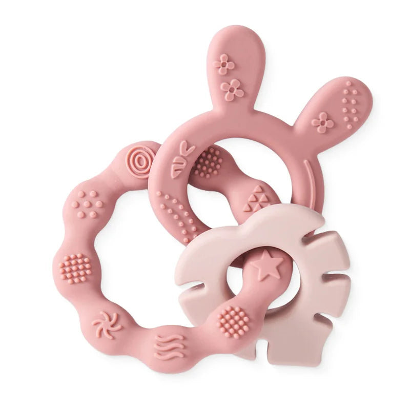 1Pcs Baby Silicone Teether Ring BPA Free Rattles Bracelet Food Grade Newborn Cute Octopus Shaped Health Care Teething Ring Toys