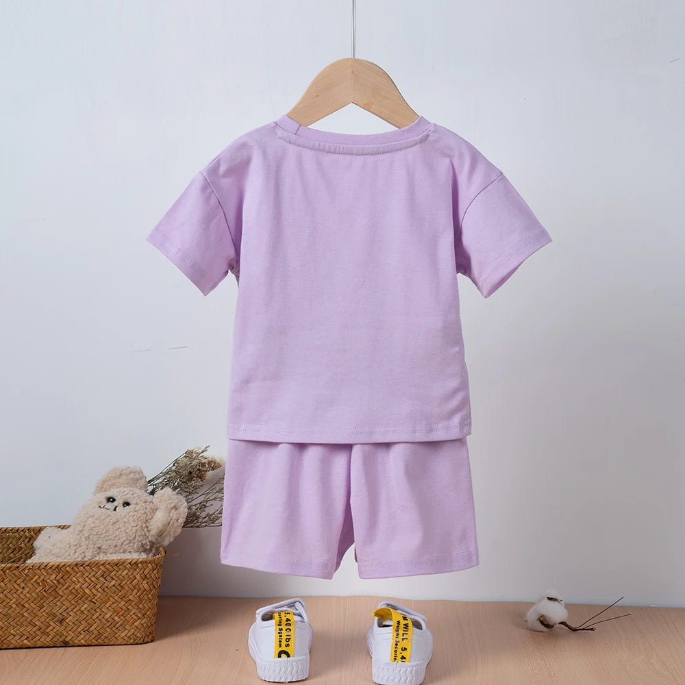 Boys Print Pattern Clothing Set Summer 2 Piece Sports Style Sportswear Kids T-Shirt & Shorts Children's Clothing Set