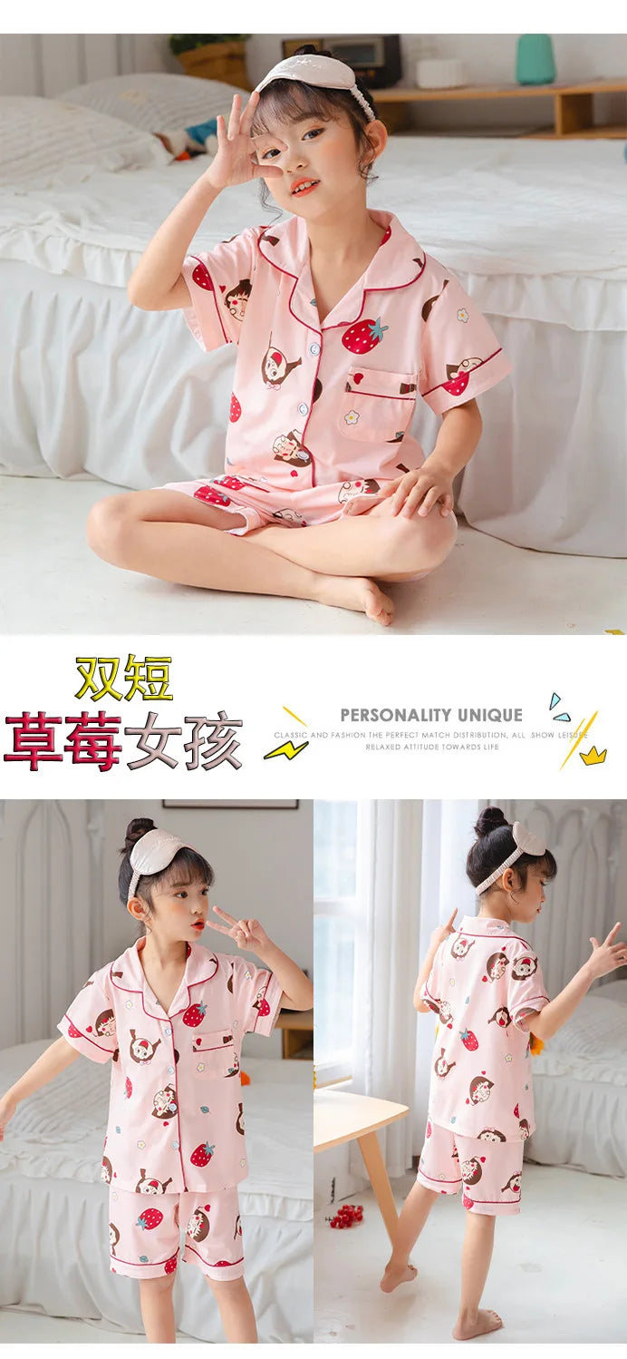 Summer Children's Pajama Set – Soft Cotton Sleepwear with Dinosaur Print for Boys and Girls, Comfortable Home Nightwear for Kids and Toddlers