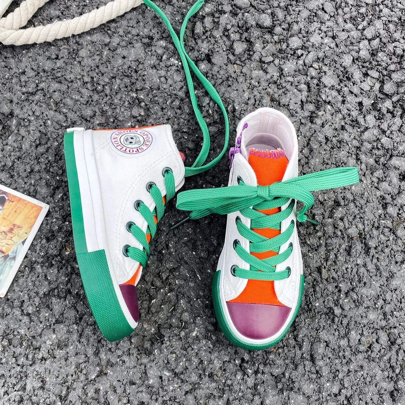 7021 New Fashion Children's Cloth Shoes Breathable Girls' Canvas Shoes Colored Soft Sole Boys and Girls' Board Shoes Trendy