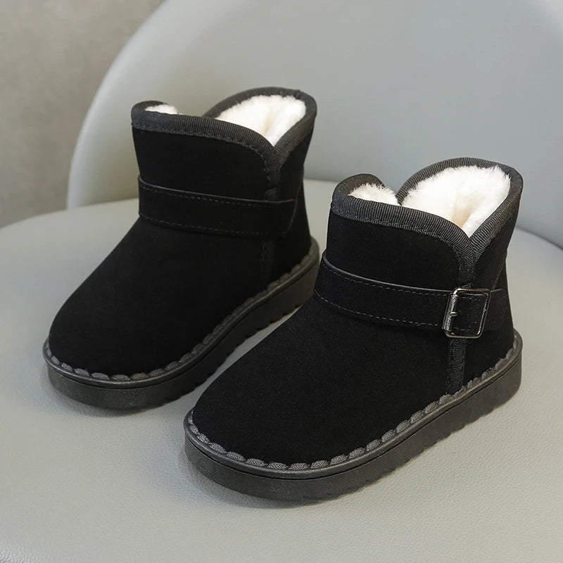 Unisex Kids Thermal Boots Classic Casual Buckle Non-slip Children Fashion Simple Non-slip Girls Boys Snow Boots Cotton Winter