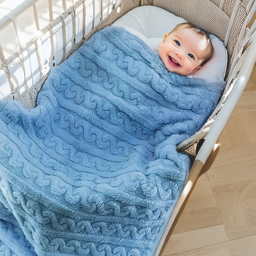 1pc Double-sided 3D Textured Baby Blanket Quick Warm Super Soft Thickened Absorbent Baby Nap Travel Blanket Newborn Soft Model