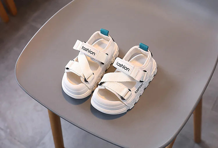 H04172 Summer Boys' Breathable Canvas Sandals – Outdoor Casual Shoes with Nylon Strap Detail for Toddlers and School-Age Children