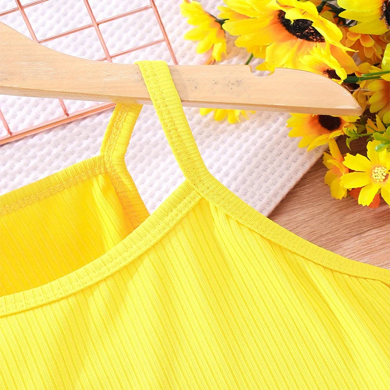 Two Piece Summer Girl Girl Cool And Breathable Cute Camisole Vest Printed Shorts Casual Princess Birthday Party Costume Set