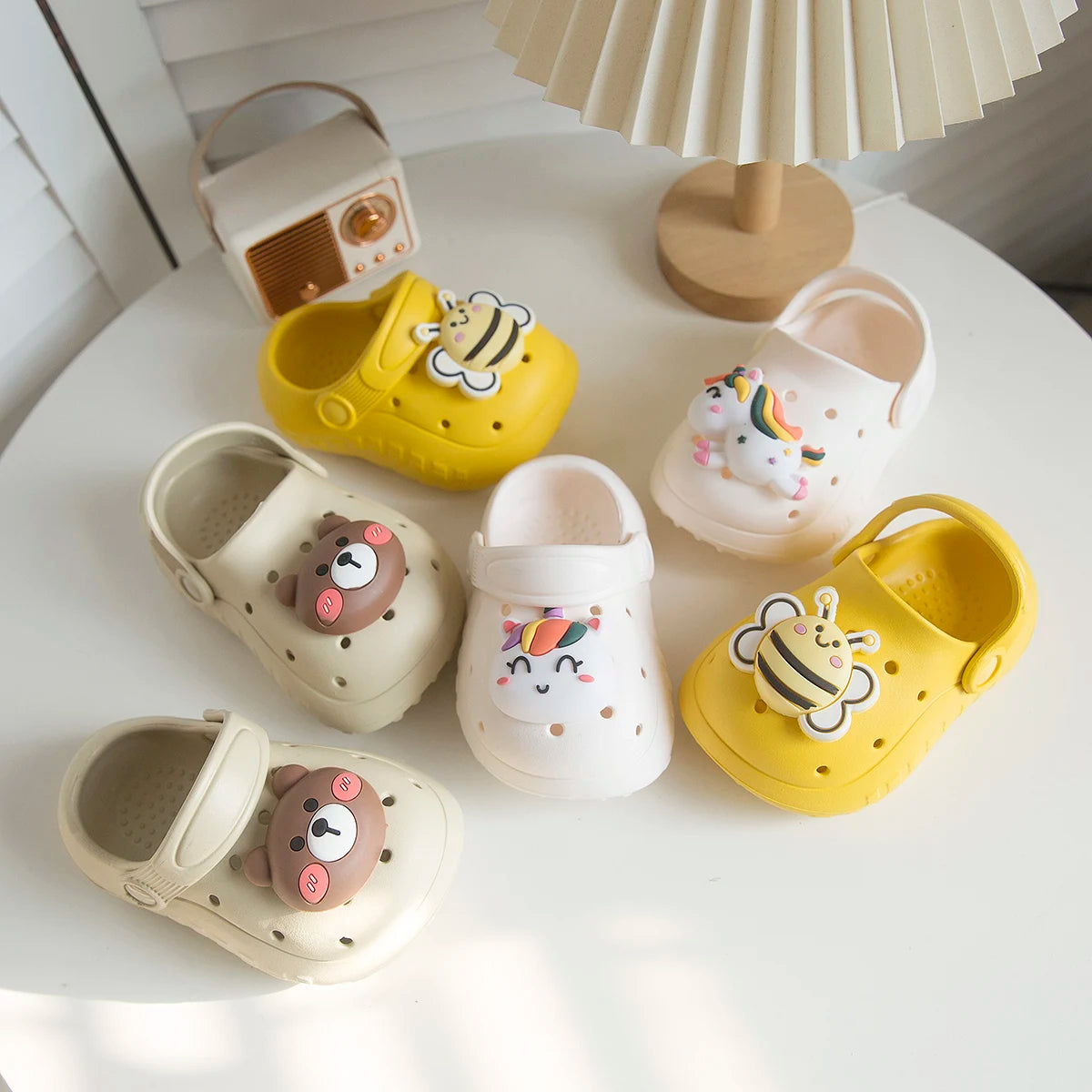Cute three-dimensional animal children's slippers, soft soled toe caps, vacation shoes, beach shoes for indoor and outdoor wear