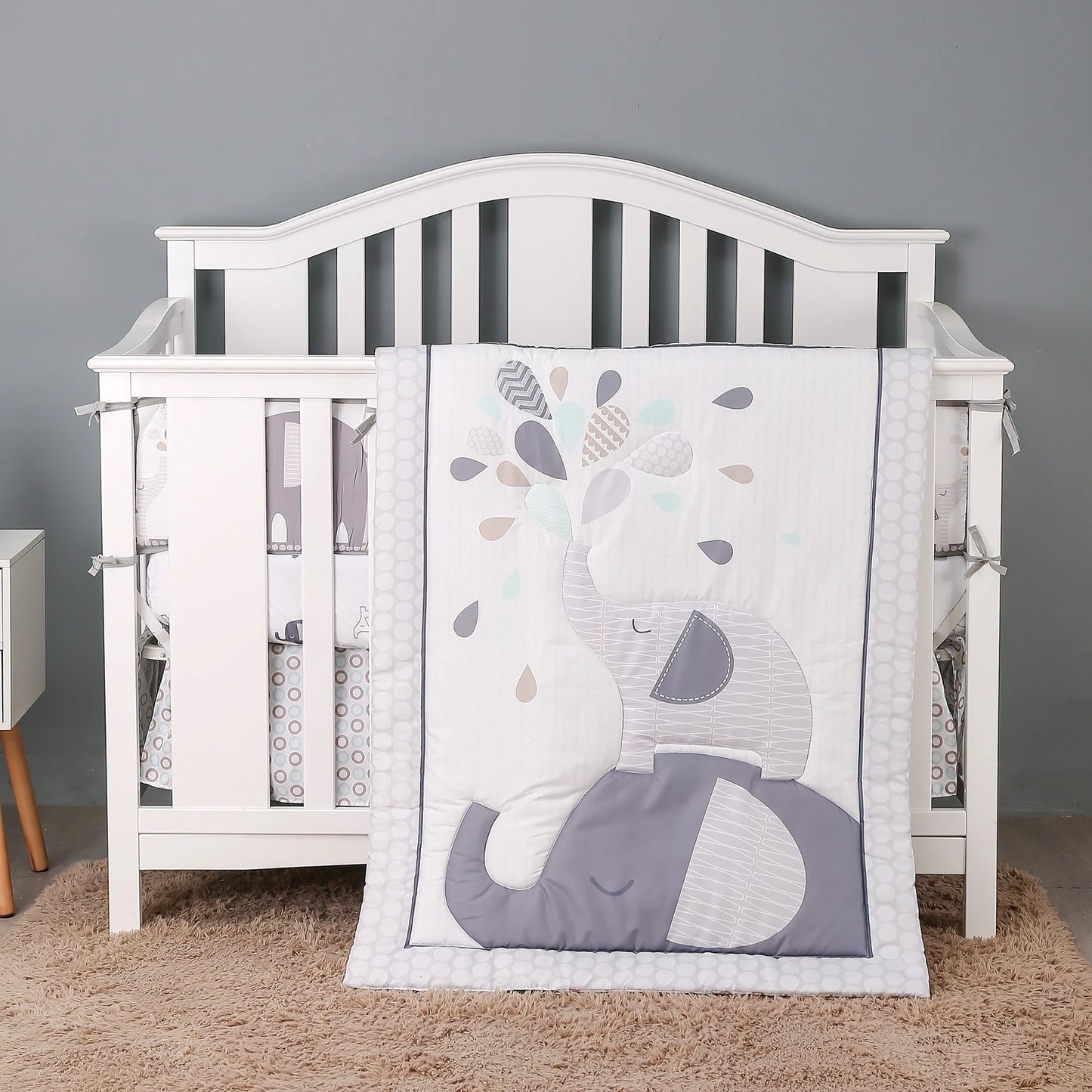 3Pcs Luxury Super Soft Breathable Cot Bedsheets Crib Bedding Set for Kids Baby Boys (Baby Comforter Fitted Sheet Crib Skirt)