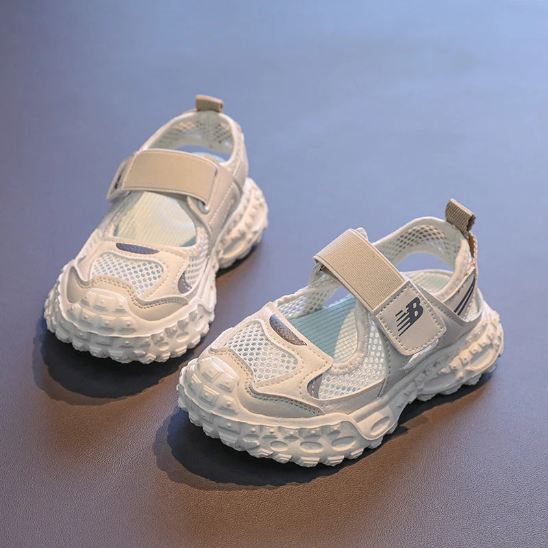 Summer Children Mesh Clunky Sneakers Boys Girls Breathable Hollow Casual Shoes Kids Cool Beach Shoes