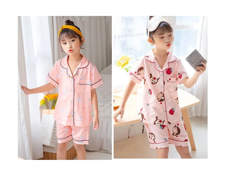 Summer Children's Pajama Set – Soft Cotton Sleepwear with Dinosaur Print for Boys and Girls, Comfortable Home Nightwear for Kids and Toddlers