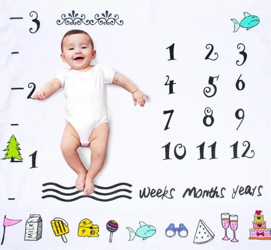 100*100cm Newborn baby Monthly Growth Milestone Blanket photography props Background Cloth Commemorate Rug