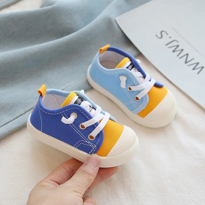 Boys Canvas Shoes Sneakers Girls Tennis Shoes Lace-up Children Footwear Toddler Yellow Chaussure Zapato Casual Kids Canvas Shoes