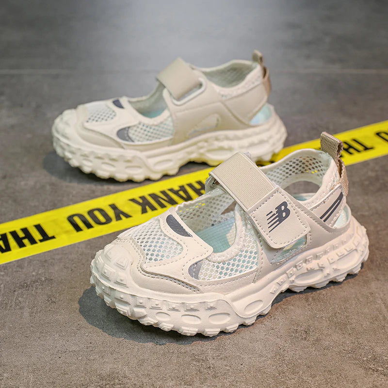 Summer Children Mesh Clunky Sneakers Boys Girls Breathable Hollow Casual Shoes Kids Cool Beach Shoes