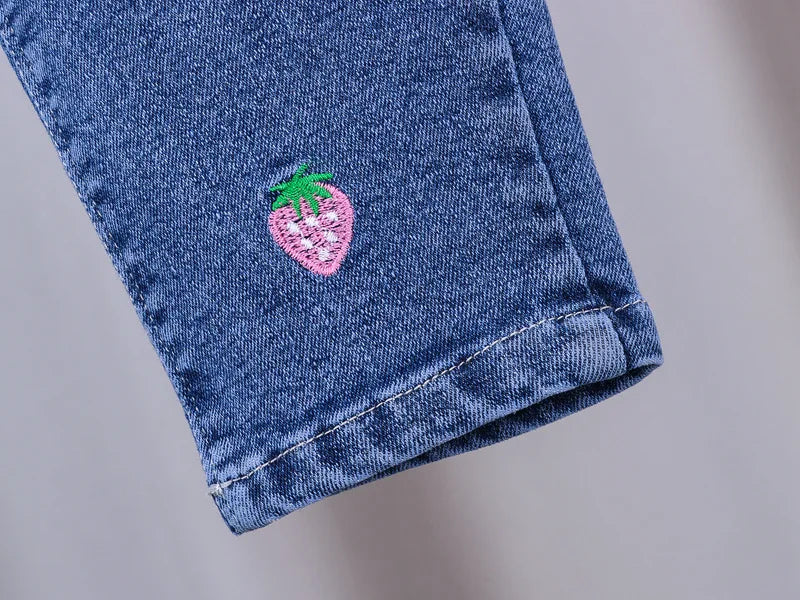 Jeans for Kids Girls Trousers Spring Autumn 2023 New Bow Bell-bottomed Stretch Princess pants for children Girl Denim Pants