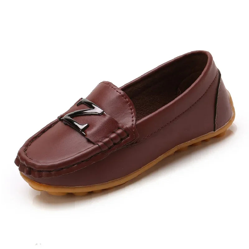 Children Leather Shoes for Toddlers Big Boys Kids Loafers Flats for Wedding Party Performance Black White Candy Color 21-36 Soft