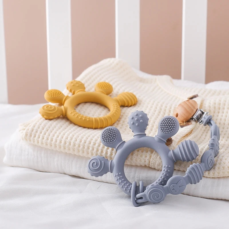 Finger Teether Silicone Pacifier Chain Baby Teether No BPA Teething Ring Gum Baby Care Equipment Silicone Baby Care Utensils